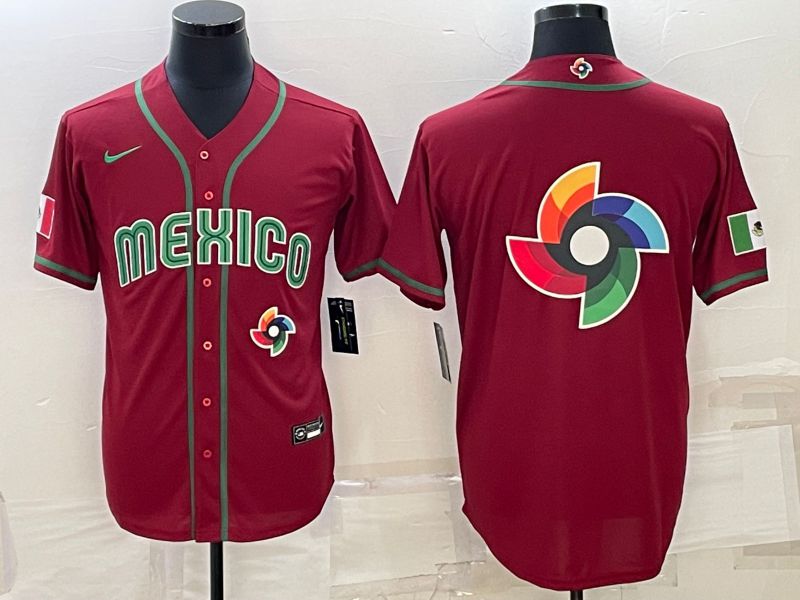Men 2023 World Cub Mexico Blank Red Nike MLB Jersey1->more jerseys->MLB Jersey